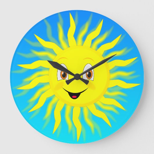 Sunshine Happy Face Große Wanduhr (Vorderseite)