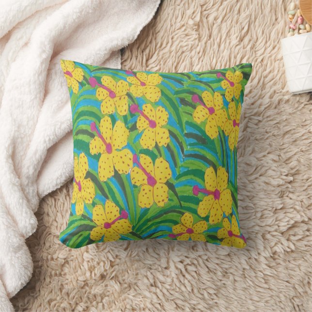 Sunshine Hibiskus Tropical Print Kissen (Decke)