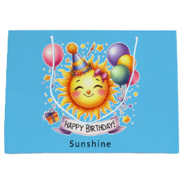 Sunshine Individuelle Name Happy Birthday Blue Große Geschenktüte