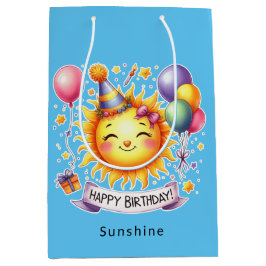 Sunshine Individuelle Name Happy Birthday Blue Mittlere Geschenktüte