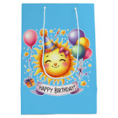 Sunshine Individuelle Name Happy Birthday Blue Mittlere Geschenktüte (Rückseite)