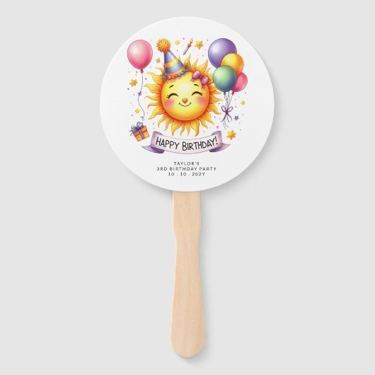 Sunshine Individuelle Name Happy Birthday Fächer (Vorderseite)