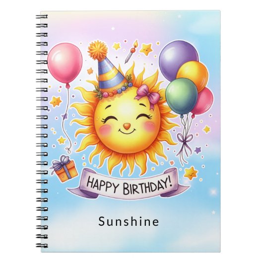 Sunshine Individuelle Name Happy Birthday Geschenk Notizblock (Vorderseite)