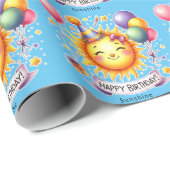 Sunshine Individuelle Name Happy Birthday Geschenkpapier (Rolleneckpunkt)