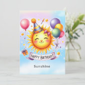 Sunshine Individuelle Name Happy Birthday Grußkart (Stehend Vorderseite)