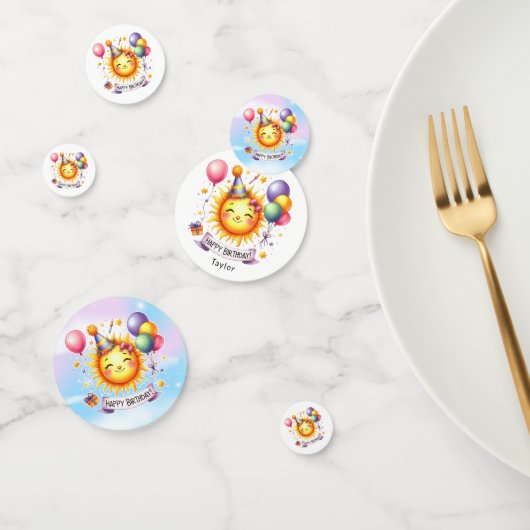Sunshine Individuelle Name Happy Birthday Konfetti (Gruppe)