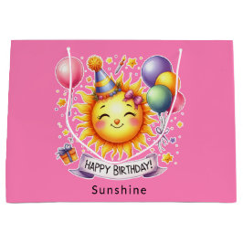 Sunshine Individuelle Name Happy Birthday Pink Große Geschenktüte