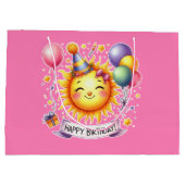 Sunshine Individuelle Name Happy Birthday Pink Große Geschenktüte (Rückseite)
