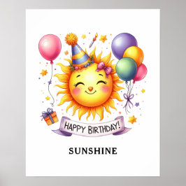 Sunshine Individuelle Name Happy Birthday Poster
