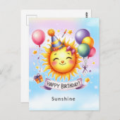 Sunshine Individuelle Name Happy Birthday Postkarte (Vorne/Hinten)