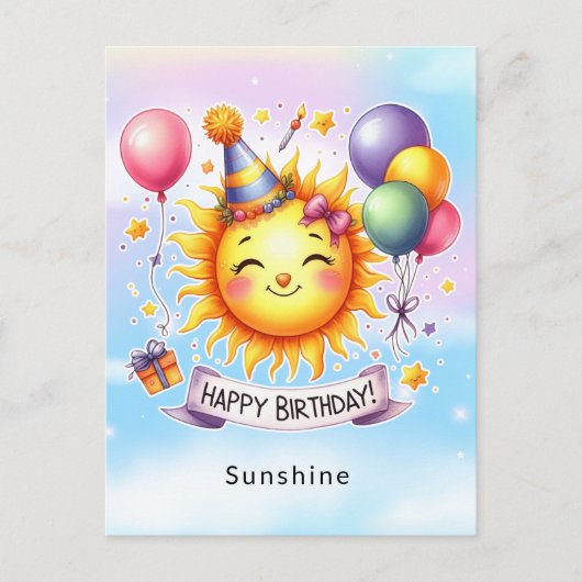 Sunshine Individuelle Name Happy Birthday Postkarte (Vorderseite)