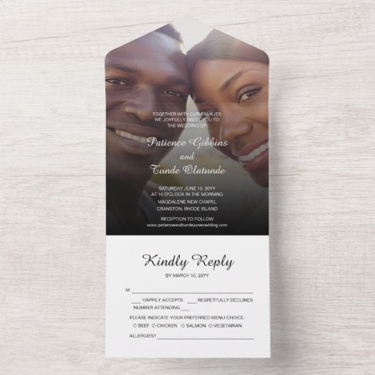 Sunshine Joy Foto Wedding All In One Einladung (Innen Boden)