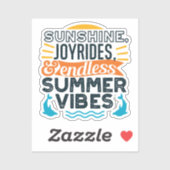 Sunshine & Joyrides - Zitat für endlose Sommerwobe Aufkleber (Blatt)