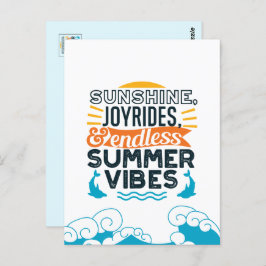 Sunshine & Joyrides - Zitat für endlose Sommerwobe Postkarte