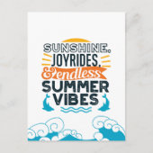Sunshine & Joyrides - Zitat für endlose Sommerwobe Postkarte (Vorderseite)
