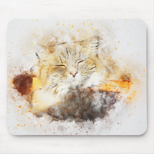 Sunshine Kitty | ABSTRAKT | Wasserfarbe Mousepad (Vorne)