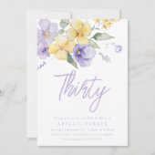 Sunshine & Lavender Floral 30. Geburtstag Party Einladung (Vorderseite)