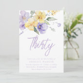 Sunshine & Lavender Floral 30. Geburtstag Party Einladung (Stehend Vorderseite)