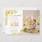 Sunshine Lemon Lemonade First Birthday Invitation Einladung (Vorderseite)