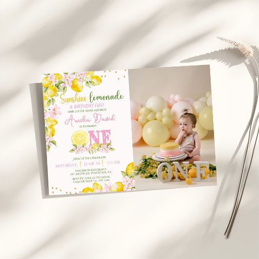 Sunshine Lemon Lemonade First Birthday Invitation Einladung