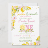 Sunshine Lemon Lemonade First Birthday Invitation Einladung (Vorderseite)