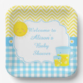 Sunshine & Lemonade Blau & Gelb Pappteller (Vorderseite)
