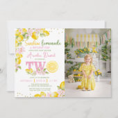 Sunshine Lemonade Floral 2nd Birthday Invitation Einladung (Vorderseite)