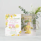 Sunshine Lemonade Floral 2nd Birthday Invitation Einladung (Stehend Vorderseite)