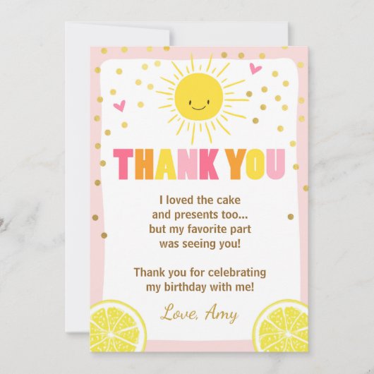 Sunshine Lemonade Geburtstag Danke Karte (Vorderseite)