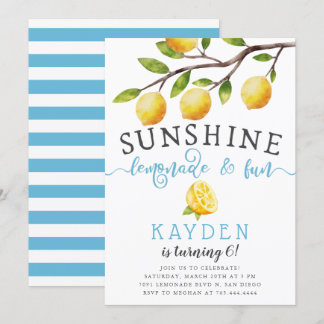 Sunshine Lemonade und Fun Boys Geburtstagsparty Einladung