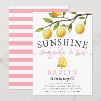 Sunshine Lemonade und Fun Girl's Geburtstagsparty Einladung