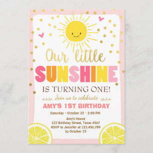 Sunshine Lemonade zum Geburtstag Einladung Pink Le