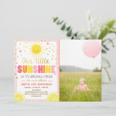 Sunshine Lemonade zum Geburtstag Einladung Pink Le (Stehend Vorderseite)