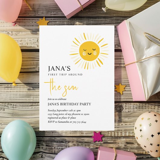 Sunshine macht eine Geburtstagsparty Einladung