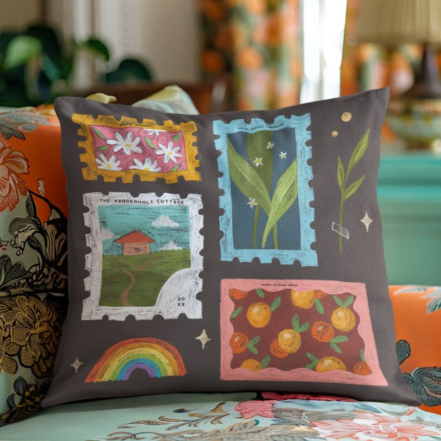 Sunshine Meadows | Stilvolle Familienname Monogram Kissen (Von Creator hochgeladen)