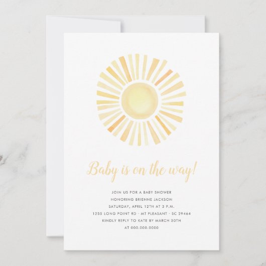 Sunshine Minimalistisch Neutral Boho Sun Baby Dusc Einladung (Vorderseite)