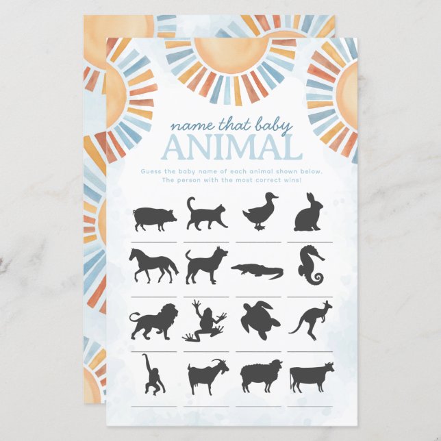 Sunshine Name, Baby Animal Duwer Game (Vorne/Hinten)