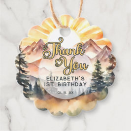 Sunshine Nature Mountains Birthday Party Thank You Geschenkanhänger