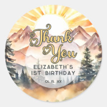 Sunshine Nature Mountains Birthday Party Thank You