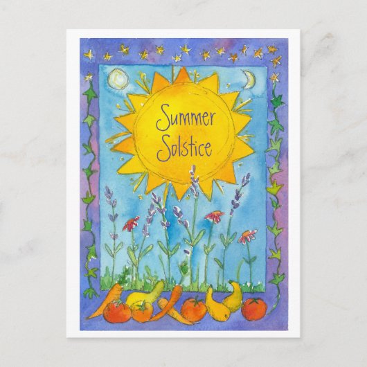 Sunshine Obstbäume Aquarell Blume Sommersonne Postkarte (Vorderseite)