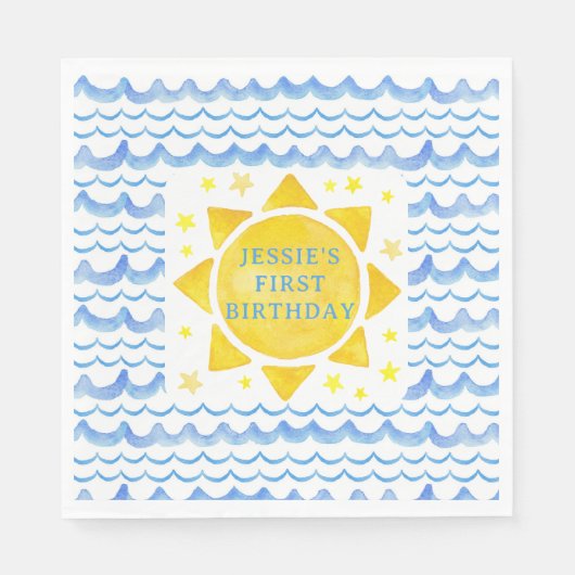 Sunshine Ocean & Stars Geburtstag Napkins - 1. Rei Serviette (Vorderseite)