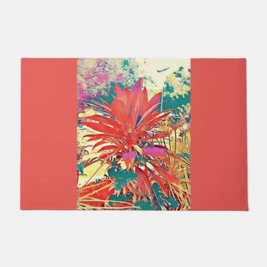 Sunshine Orange Green Bush Graphics Herbstfarben Fußmatte (Vorderseite)