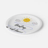 Sunshine Party | Happy Sun & Clouds Paper Pappteller (Schrägansicht)