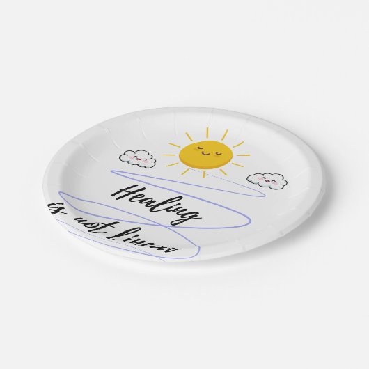 Sunshine Party | Happy Sun & Clouds Paper Pappteller (Schrägansicht)