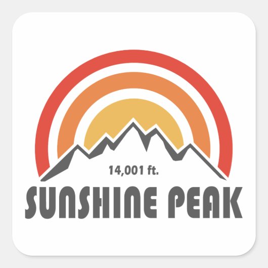 Sunshine Peak Quadratischer Aufkleber (Vorderseite)