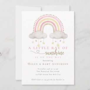 Sunshine Pink Boho Rainbow Girl Baby Dusche Einladung
