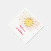 Sunshine Pink & Gold Erster Geburtstag Serviette (Ecke)