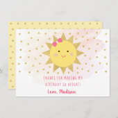 Sunshine Pink & Gold Geburtstag Vielen Dank Dankeskarte (Vorne/Hinten)