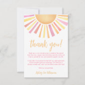 Sunshine Pink Sun Baby Dusche Dankeskarte (Vorderseite)