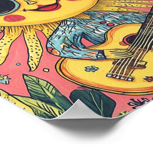 Sunshine Playing Guitar Poster (Ecke)